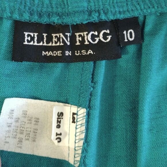 VTG Ellen Figg Green Ultra High Rise Linen Blend Bermuda Shorts Size 10 *Medium - Picture 10 of 14